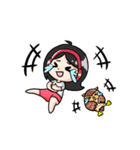 Wearing a headset girl and owl（個別スタンプ：25）