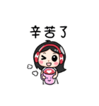 Wearing a headset girl and owl（個別スタンプ：26）