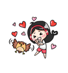 Wearing a headset girl and owl（個別スタンプ：27）