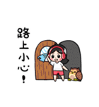 Wearing a headset girl and owl（個別スタンプ：38）