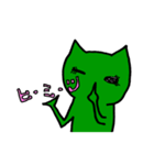 緑色のネコっぽい生物（個別スタンプ：20）