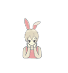 happy girl and bunny boy（個別スタンプ：14）