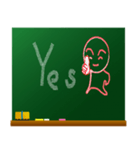黒板に日常の挨拶を掻いたほのぼのキャラ（個別スタンプ：13）