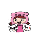 The girl with pig headgear（個別スタンプ：13）