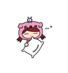 The girl with pig headgear（個別スタンプ：21）