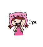 The girl with pig headgear（個別スタンプ：26）