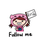 The girl with pig headgear（個別スタンプ：34）