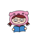 The girl with pig headgear（個別スタンプ：35）