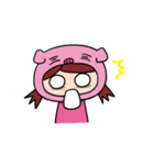 The girl with pig headgear（個別スタンプ：36）