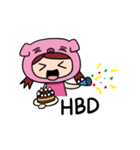 The girl with pig headgear（個別スタンプ：38）