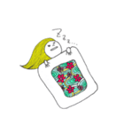 カラフルLadyと筆ペン1（個別スタンプ：4）