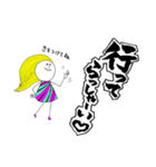 カラフルLadyと筆ペン1（個別スタンプ：10）