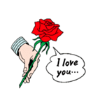 バラの花(1)赤で告白『愛してる 』（個別スタンプ：2）
