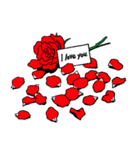 バラの花(1)赤で告白『愛してる 』（個別スタンプ：4）