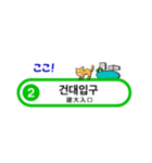 韓国ソウルの地下鉄駅名とかわいいネコたち（個別スタンプ：10）