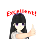 Black Hair Bangs JK Girl 2nd（個別スタンプ：1）