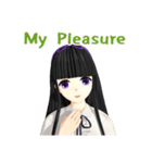 Black Hair Bangs JK Girl 2nd（個別スタンプ：9）