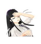 Black Hair Bangs JK Girl 2nd（個別スタンプ：12）