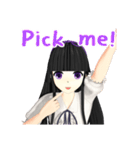 Black Hair Bangs JK Girl 2nd（個別スタンプ：17）
