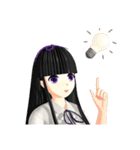 Black Hair Bangs JK Girl 2nd（個別スタンプ：24）