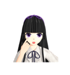 Black Hair Bangs JK Girl 2nd（個別スタンプ：40）