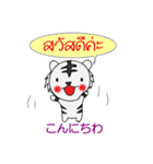 日本語とタイ語が話せる可愛い白トラちゃん（個別スタンプ：1）