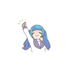 青いツインの女の子スタンプ（個別スタンプ：1）