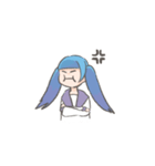 青いツインの女の子スタンプ（個別スタンプ：3）