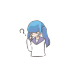 青いツインの女の子スタンプ（個別スタンプ：4）