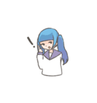 青いツインの女の子スタンプ（個別スタンプ：5）