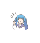 青いツインの女の子スタンプ（個別スタンプ：7）