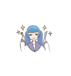 青いツインの女の子スタンプ（個別スタンプ：9）