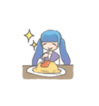 青いツインの女の子スタンプ（個別スタンプ：10）