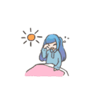 青いツインの女の子スタンプ（個別スタンプ：11）