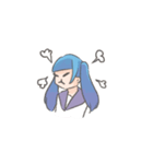 青いツインの女の子スタンプ（個別スタンプ：21）