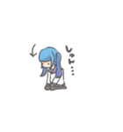 青いツインの女の子スタンプ（個別スタンプ：22）