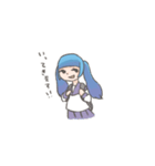 青いツインの女の子スタンプ（個別スタンプ：24）