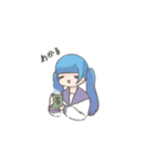 青いツインの女の子スタンプ（個別スタンプ：34）