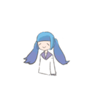 青いツインの女の子スタンプ（個別スタンプ：38）