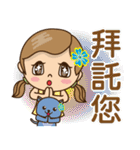 Girl and blue cat（個別スタンプ：25）