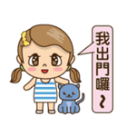 Girl and blue cat（個別スタンプ：29）