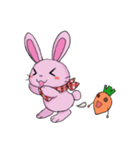 Pink Rabbit ＆ Carrot（個別スタンプ：1）