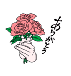 バラの花(2)ピンクでお礼『ありがとう』（個別スタンプ：1）