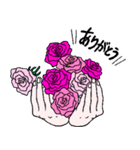 バラの花(2)ピンクでお礼『ありがとう』（個別スタンプ：2）