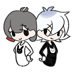 [LINEスタンプ] 白ねこくんと黒うさちゃん