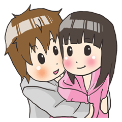 [LINEスタンプ] Girl little pig ＆ Boy little wolf