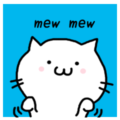 [LINEスタンプ] White cat mew mew