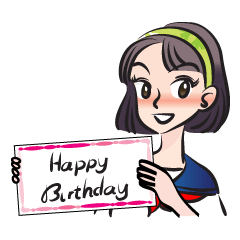[LINEスタンプ] high school girl wish you happy birthdayの画像（メイン）