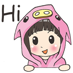 [LINEスタンプ] Girl little pig [English]