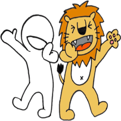 [LINEスタンプ] ライオンの着ぐるみを着た白タイツ人間